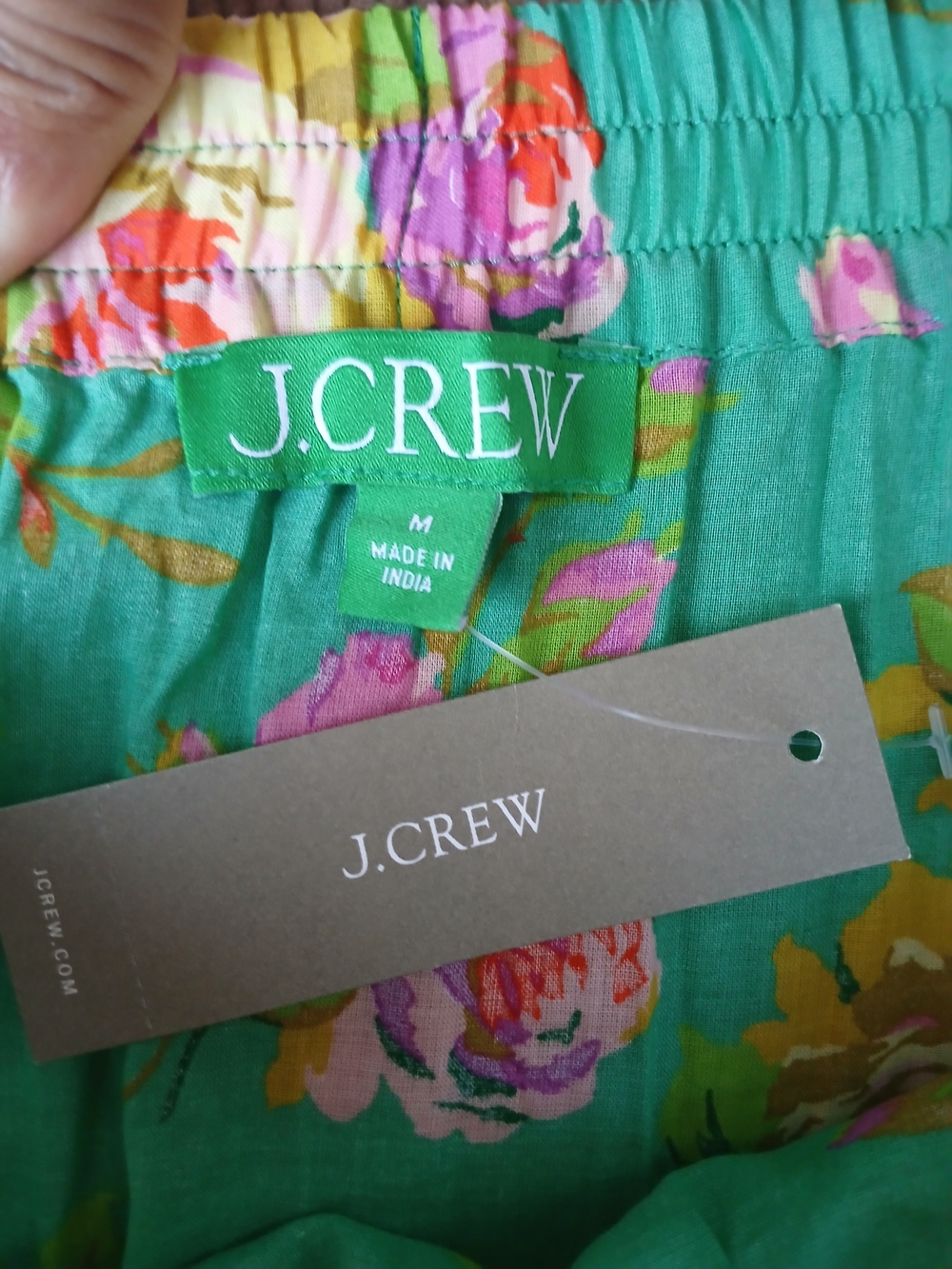 J. Crew Green Floral Maxi Skirt with Pink Rose Pattern - Picture 7 of 13